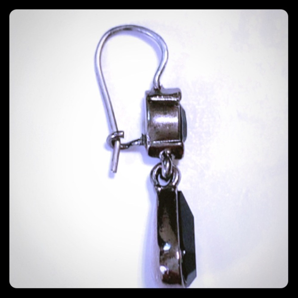 SOLD Black glass lever back earrings. GUC - Picture 2 of 5